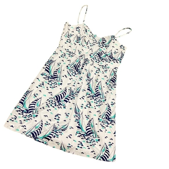 Vineyard Vines sailboat print sundress lined cotton commodore color size 16 - Picture 2 of 10